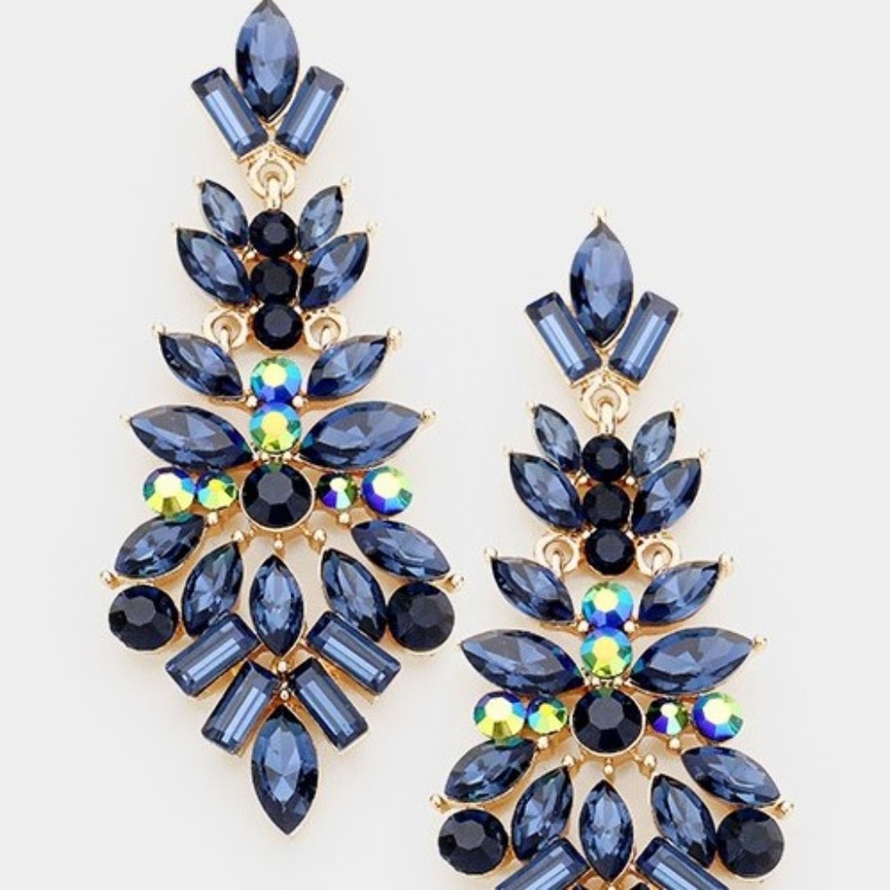 Crystal flower statement earrings